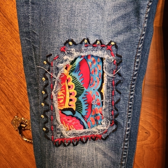 Desigual Colorful Patchwork Boyfriend Jeans - Picture 3 of 11